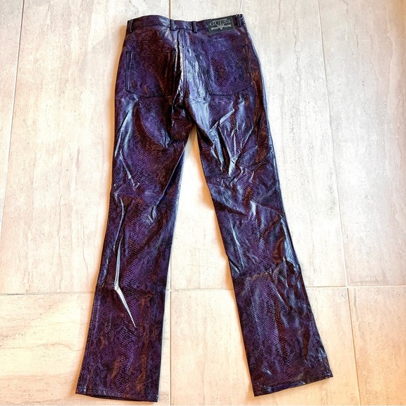 GUESS Snake Print Faux Leather Bootcut Pants Size 27 - Picture 2 of 11